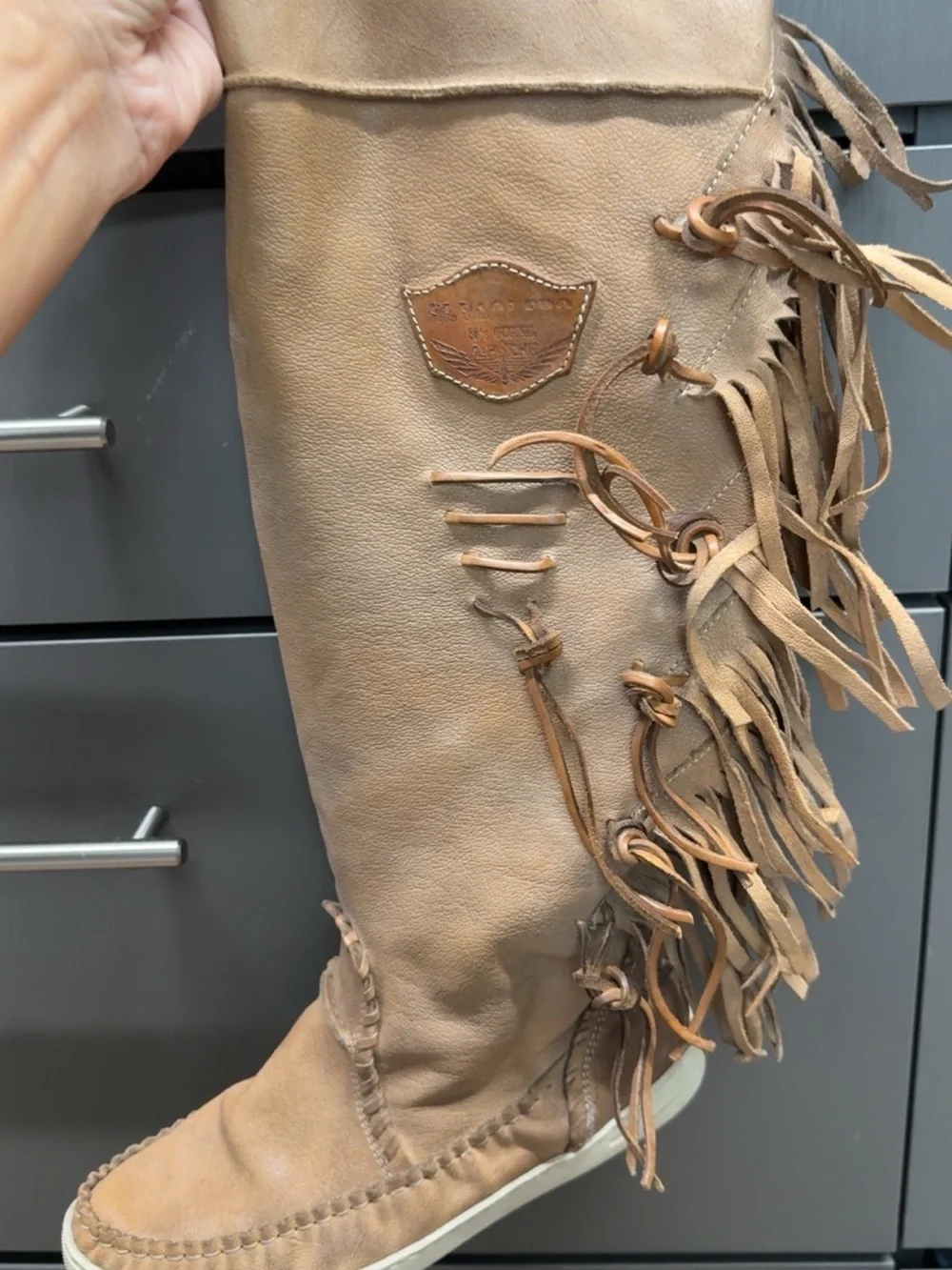 El Vaquero Women’s Tan Over-the-Knee Fringe Boots